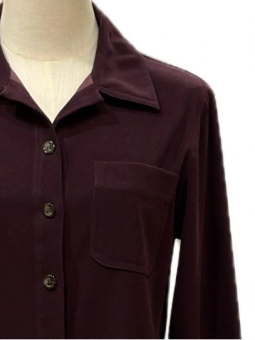 Talbots Petites Plum Velvet Long Sleeves Button Down Shirt Dress 6